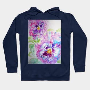 Purple Pansy Watercolor Painting Hoodie